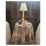 End Table w/Lamp and Snowglobe and More