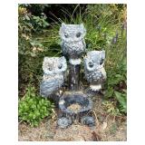 Concrete Owls Bird Bath
