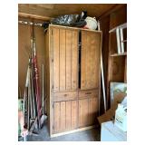 Wooden Cabinet and Contents
