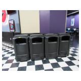 Seven Plastic Trash Recepticles