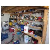 MISC SHELF CONTENTS, PAINT, ETC