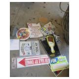 EIGHT MISC. METAL & PLASTIC SIGNS