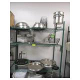 GREEN WIRE RACK WITH CONTENTS, MISC.