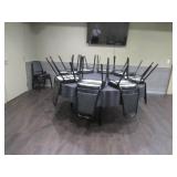 3 Round Tables, 2 Long Tables, Approx. 34 Chairs,