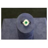 PLATINUM, DIAMOND EMERALD RING