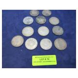 APPROX 12 AQTIQUE HISTORICAL ASSORTED SILVER COINS