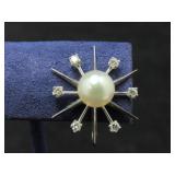 14 K DIAMOND PEARL EARRINGS