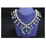 NATIVE AMERICAN STERLING SQUASH BLOSSOM NECKLACE
