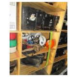 CONTENTS OF 4 SHELVES HARD HAT, CLIMBING ROPE ECT