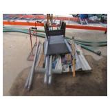 WHEEL BARROW (HAS HOLE) AND CONCRETE TOOLS