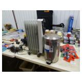 OIL FILLED HEATER & TRASH CAN