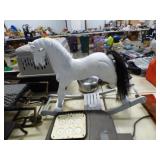 WOOD ROCKING HORSE WITH REAL HORSE TAIL