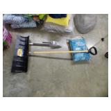 NEW SNOW SHOVEL, SPIKES, PELLET GRILL PELLETS