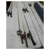 3 ZEBCO 202 FISHING REELS & RODS