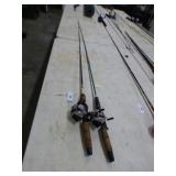 2 ZEBCO 33 FISHING REELS & RODS