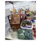 CHRISTMAS LIGHTS, DECOR & WOOD STORAGE  BOX