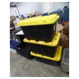 3 HEAVY TOTES 2 HAS LIDS THAT FIT