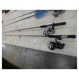 2 FISHING RODS AND REELS
