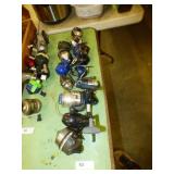 13 FISHING REELS SOME COMPLETE & SOME PARTS