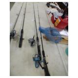 2 FISHING RODS AND REELS