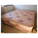 King size bed on steel frame, looks clean, PICKUP