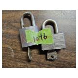 Two vintage padlocks with keys - garage