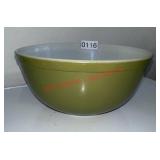 Vintage Olive Green Glass Pyrex Mixing Bowl