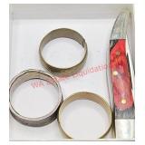 (3) unmarked  Rings and a mini knife (office)