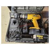 Dewalt 14.4v drill, charger, and 4 batteries-