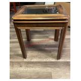 Vintage wooden glass top side table (dinning