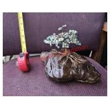 Copper Wire Tree with beads on wood 13' X 8'