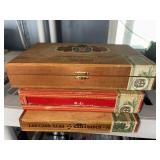 3 Cigar boxes with contents      (back house)