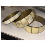 Vintage Mother of Pearl Inlay Bangle Bracelets