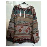Large Woven Half Zip Pull over Ladies warm Hoodie