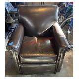 brown leather club chair(garage)