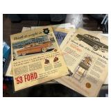 Large Lot of Laminated Old Car Ads and more