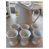 Porcelain Egg Cups and Pitcher