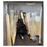 vintage wood carving tools, part of a Japanese