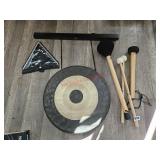 Triangle, Percussion Mallets, and gong lot