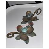 Brass Floral Candle Holders  / Chambersticks