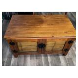Oriental James Mont style koa wood tv stand