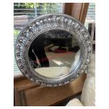 Small Silver Toned Round Wall Mirror