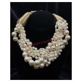 Large Faux Pearl Statement Necklace