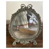 Vintage Silver Toned Table Mirror