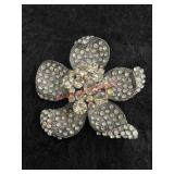 Vintage Flower Rhinestone brooch Large
