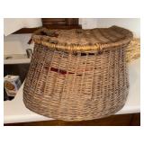 Woven Side Hole Fish Basket  with contents