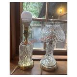 Two Small Thick Glass table lamps       (laundry
