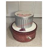 3 round cardboard hat boxes (master bedroom)