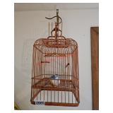 Wooden birdcage with ceramic bird- upstairs