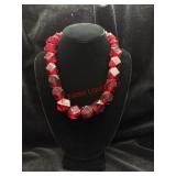 Chunky Bead Red Statement Necklace
